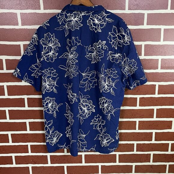 Gap Men's Short Sleeve Seersucker Vacay Shirt Size XL Blue Floral Soft Cotton - Picture 5 of 7